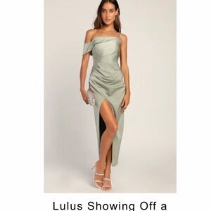 Lulu's Sage Green Off-Shoulder Dress